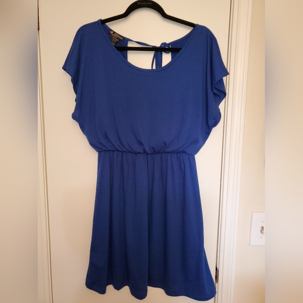 Womens Blue Tiered Mini Dress